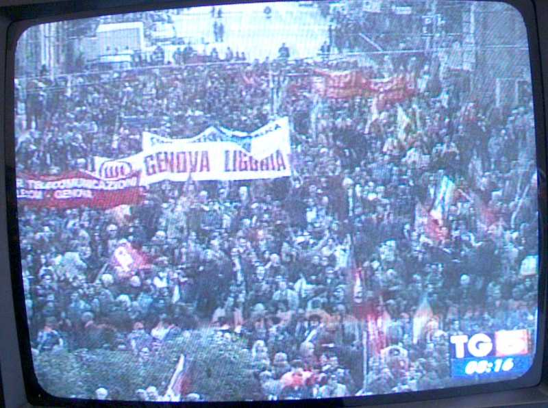 7/12 Iraq war demonstrations on TV in Italy, 21 March 2003