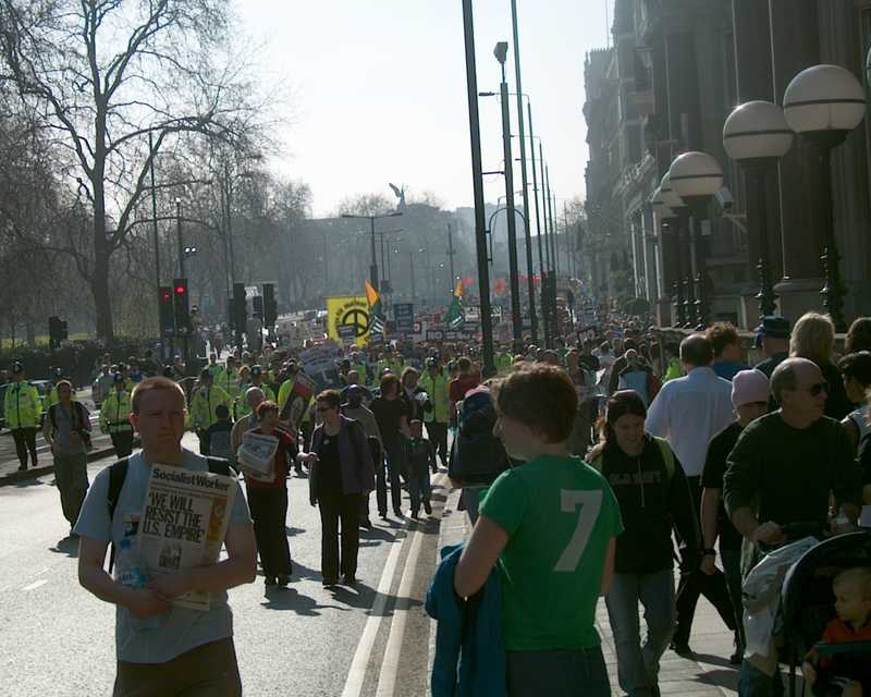 Iraq war demonstration, London 19 March 2005, in Picadilly 14:20:44