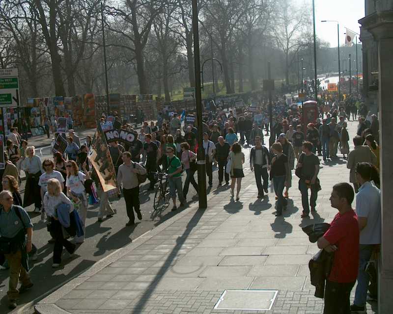 Iraq war demonstration, London 19 March 2005, in Picadilly 14:23:24