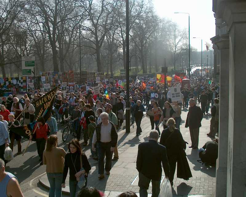 Iraq war demonstration, London 19 March 2005, in Picadilly 14:27:03