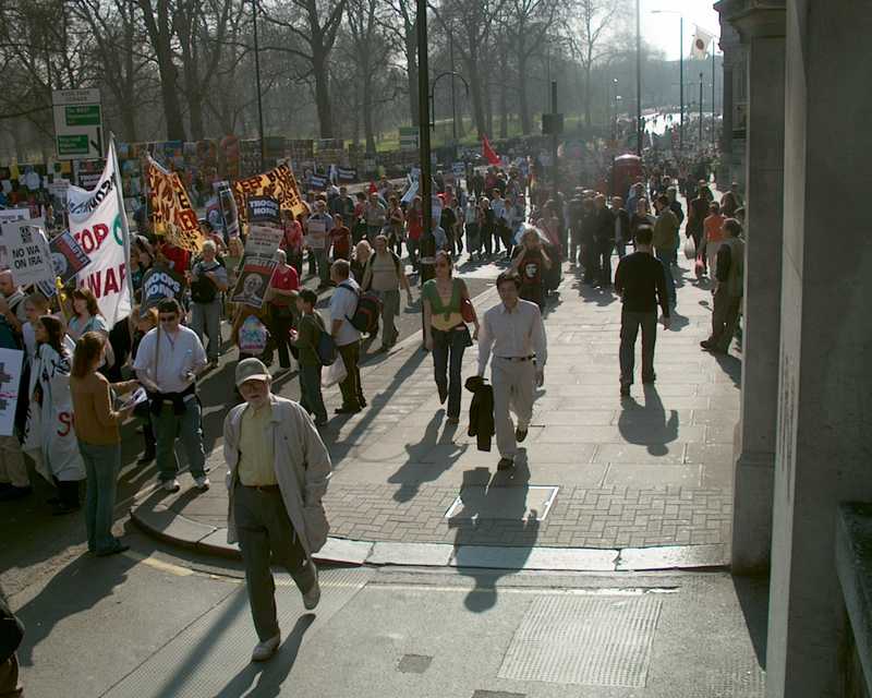 Iraq war demonstration, London 19 March 2005, in Picadilly 14:28:32