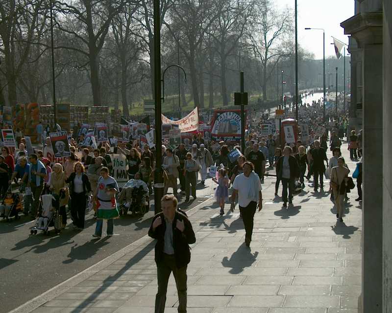 Iraq war demonstration, London 19 March 2005, in Picadilly 14:41:00